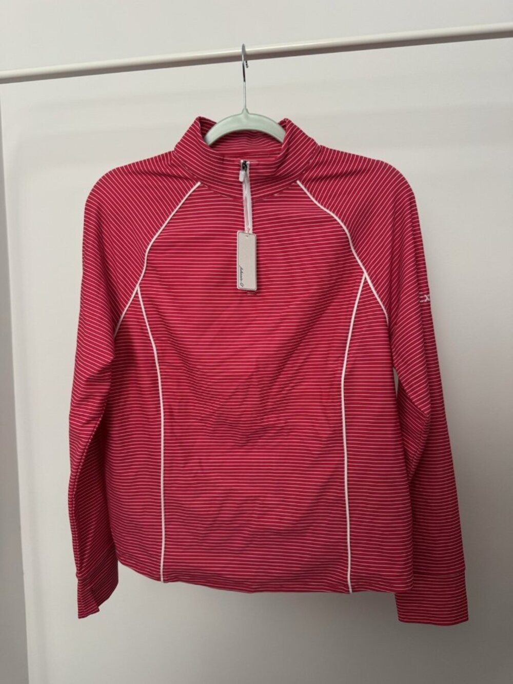Johnnie-O Women's Quarter Zip Pullover Large Pink Performance Layer NWT